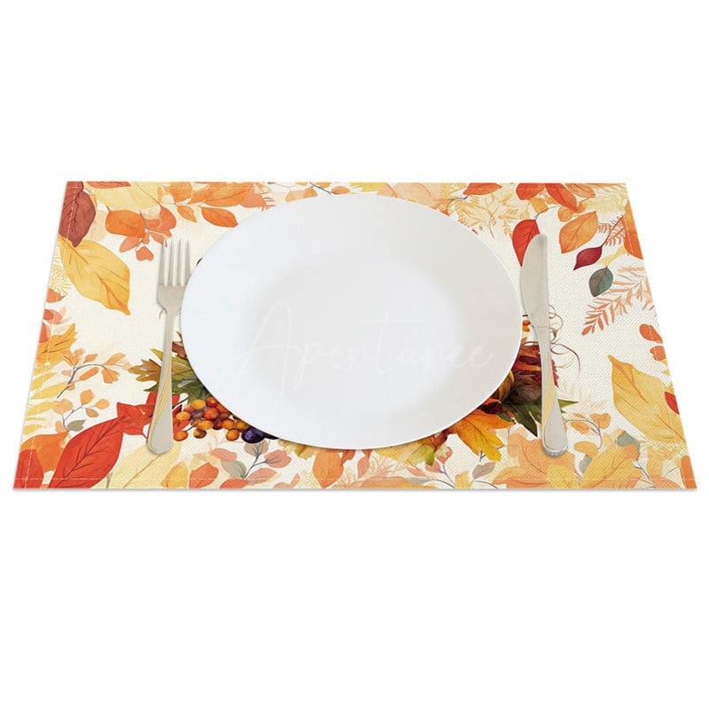 Aperturee - Aperturee Harvest Fruit And Melons Autumn Set of 4 Placemats