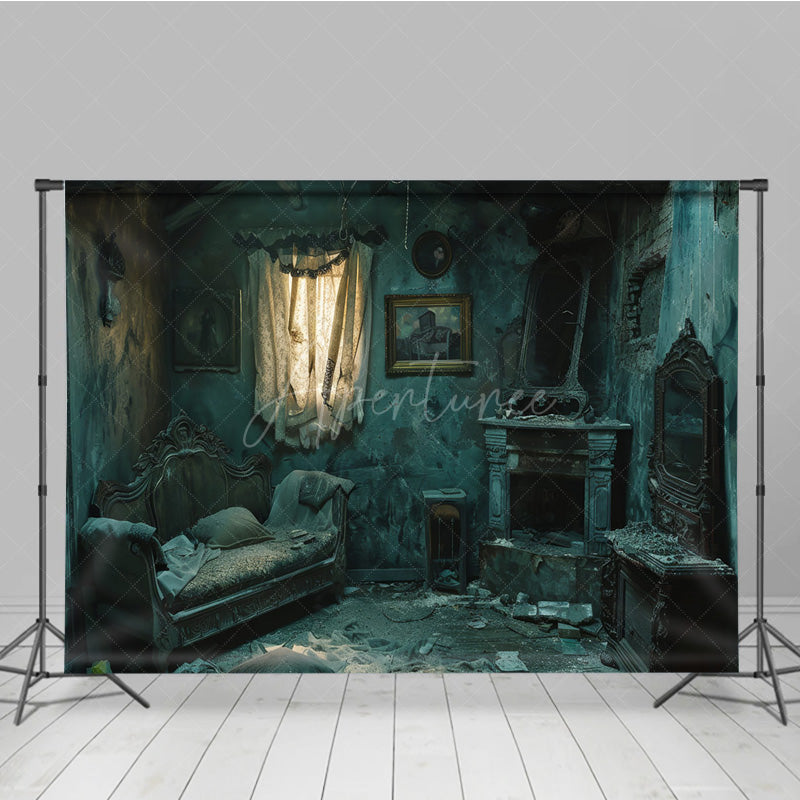 Aperturee - Aperturee Haunted Abandoned Bedroom Photography Backdrop Derelict Interior for Horror Photos Post-Apocalyptic Room Scene