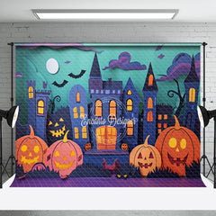 Aperturee - Aperturee Haunted House Pumpkin Halloween Night Photo Backdrop