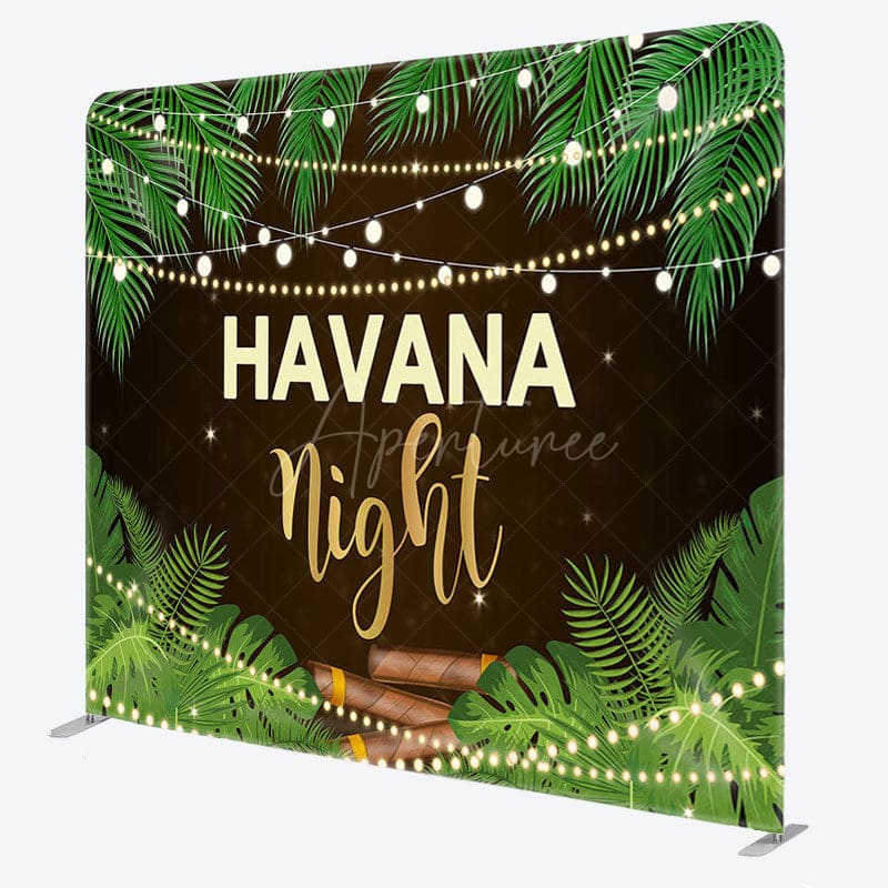 Aperturee - Aperturee Havana Night Leaves Fabric Backdrop Cover for Birthday