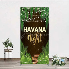 Aperturee - Aperturee Havana Night Rectangle Backdrop Tropical Palm Leaves and String Lights Background Summer Party Decoration Tension