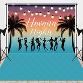 Aperturee - Aperturee Havana Nights Tropical Palm Tree Combo Set Backdrop Summer Dance Party Decor