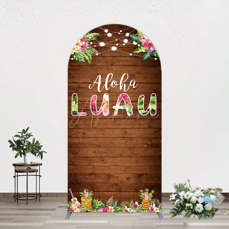 Aperturee - Aperturee Hawaii Aloha Luau Floral Wood Plant Arch Backdrop