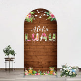 Aperturee - Aperturee Hawaii Aloha Luau Floral Wood Plant Arch Backdrop