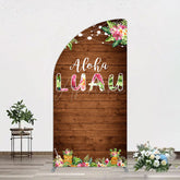 Aperturee - Aperturee Hawaii Aloha Luau Floral Wood Plant Half Moon Arch Backdrop