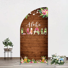 Aperturee - Aperturee Hawaii Aloha Luau Floral Wood Plant Half Moon Arch Backdrop