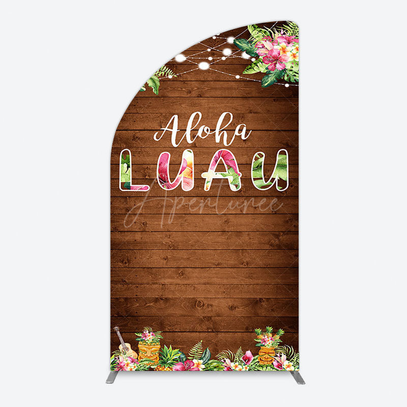 Aperturee - Aperturee Hawaii Aloha Luau Floral Wood Plant Half Moon Arch Backdrop