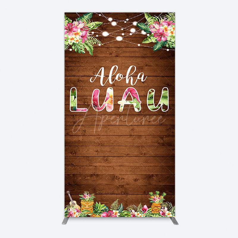 Aperturee - Aperturee Hawaii Aloha Luau Floral Wood Plant Rectangle Backdrop