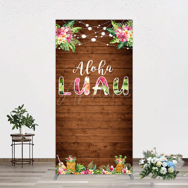 Aperturee - Aperturee Hawaii Aloha Luau Floral Wood Plant Rectangle Backdrop