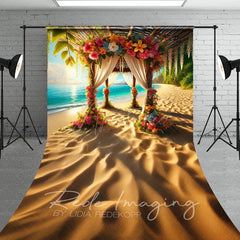 Aperturee - Aperturee Hawaii Beach Floral Gazeb Summer Sweep Photo Backdrop