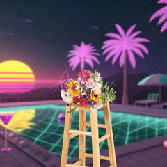 Aperturee - Aperturee Hawaii Hot Summer Night Outside Pool Party Backdrop
