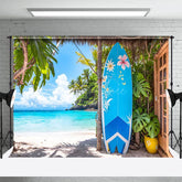 Aperturee - Aperturee Hawaii Outdoor Surfboard Coconut Tree Sea Backdrop