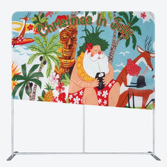 Aperturee - Aperturee Hawaii Sea Santa Coconut Xmas Tension Fabric Backdrop