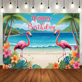 Aperturee - Aperturee Hawaii Summer Vibe Beach Flamingo Birthday Backdrop