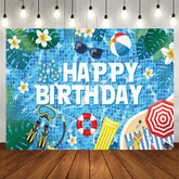 Aperturee - Aperturee Hawaii Summer Vibe Pool Party Happy Birthday Backdrop