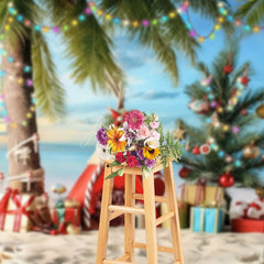 Aperturee - Aperturee Hawaiian Beach Christmas In July Holiday Backdrop