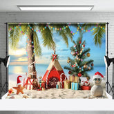 Aperturee - Aperturee Hawaiian Beach Christmas In July Holiday Backdrop