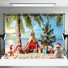 Aperturee - Aperturee Hawaiian Beach Christmas In July Holiday Backdrop