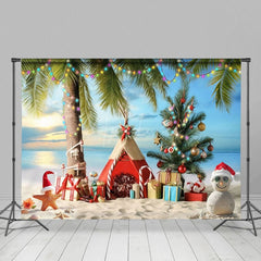 Aperturee - Aperturee Hawaiian Beach Christmas In July Holiday Backdrop