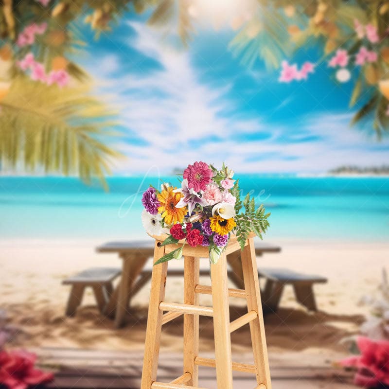 Aperturee - Aperturee Hawaiian Beach Sea Sweet Blue Sky Holiday Backdrop