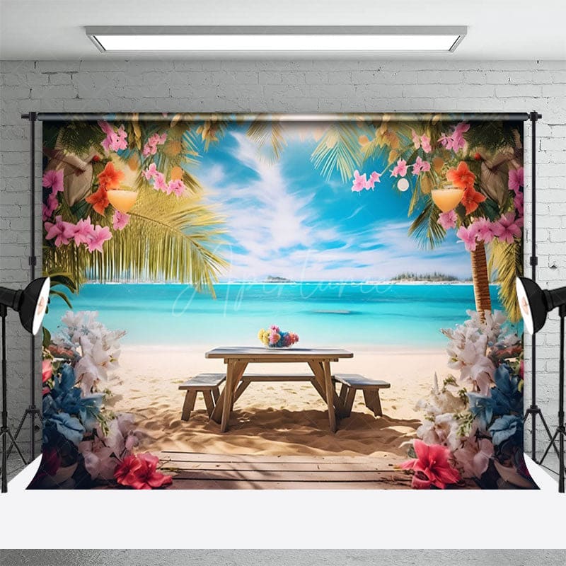 Aperturee - Aperturee Hawaiian Beach Sea Sweet Blue Sky Holiday Backdrop