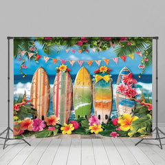 Aperturee - Aperturee Hawaiian Beach Surfboard Flag Summer Vibe Backdrop