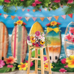 Aperturee - Aperturee Hawaiian Beach Surfboard Flag Summer Vibe Backdrop