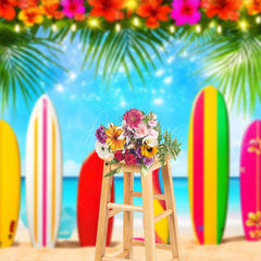 Aperturee - Aperturee Hawaiian Beach Surfboard Summer Photography Backdrop