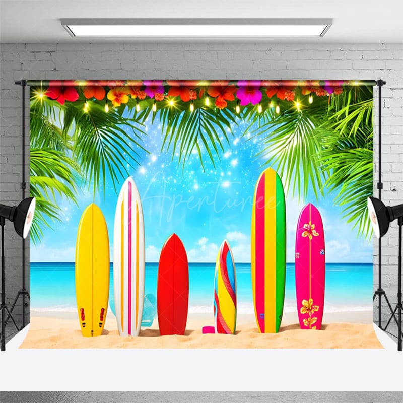 Aperturee - Aperturee Hawaiian Beach Surfboard Summer Photography Backdrop