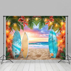 Aperturee - Aperturee Hawaiian Beach Surfboard Sunset Summer Vibe Backdrop