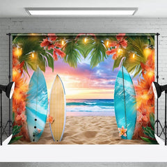 Aperturee - Aperturee Hawaiian Beach Surfboard Sunset Summer Vibe Backdrop
