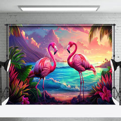 Aperturee - Aperturee Hawaiian Floral Flamingo Hot Summer Photo Backdrop