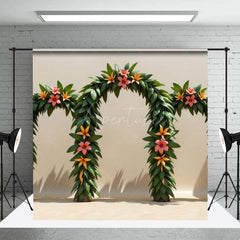 Aperturee - Aperturee Hawaiian Grass Arch Floral Summer Room Set Backdrop