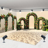 Aperturee - Aperturee Hawaiian Grass Arch Floral Summer Room Set Backdrop