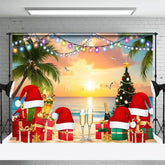 Aperturee - Aperturee Hawaiian Sunset Christmas In July Holiday Backdrop