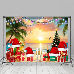 Aperturee - Aperturee Hawaiian Sunset Christmas In July Holiday Backdrop