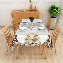 Aperturee - Aperturee He Is Risen Lamb of God Rectangle Tablecloth Religious Easter Sheep Cross Table Cover Christian Holiday Decor