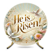 Aperturee - Aperturee He Is Risen Pigeon Floral Eggs Round Easter Backdrop