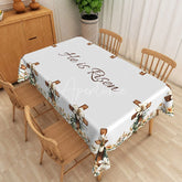 Aperturee - Aperturee He Is Risen Wooden Cross Rectangle Tablecloth White Lily Religious Table Cover Christian Easter Home Decor