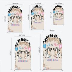 Aperturee - Aperturee He or She Gender Reveal Cow Arch Backdrop Western Farm Animal and Pampas Grass Party Cover