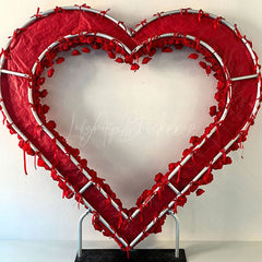 Aperturee - Aperturee Heart Shape Rose Flower Fabric Curtain Wall for Wedding