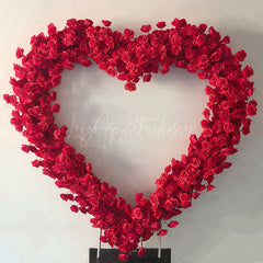 Aperturee - Aperturee Heart Shape Rose Flower Fabric Curtain Wall for Wedding