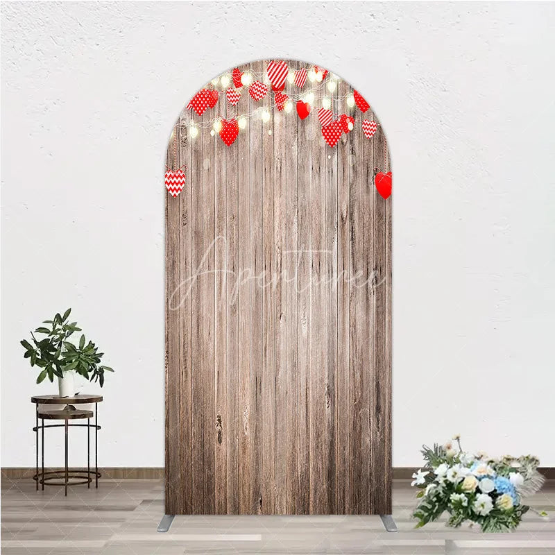 Aperturee - Aperturee Heart Wood Arch Backdrop Rustic Valentine’s Day Wedding Engagement Party Decor