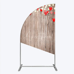 Aperturee - Aperturee Heart Wood Half Moon Arch Backdrop Rustic Valentine’s Day Wedding Engagement Party Decor