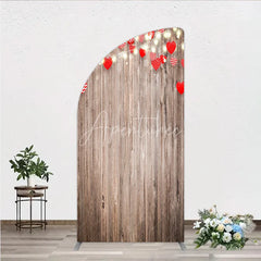 Aperturee - Aperturee Heart Wood Half Moon Arch Backdrop Rustic Valentine’s Day Wedding Engagement Party Decor