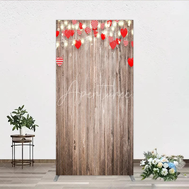 Aperturee - Aperturee Heart Wood Rectangle Backdrop Rustic Valentine’s Day Wedding Engagement Party Decor