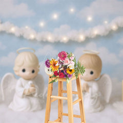 Aperturee - Aperturee Heavenly Angel Candles Blue Sky Cake Smash Backdrop