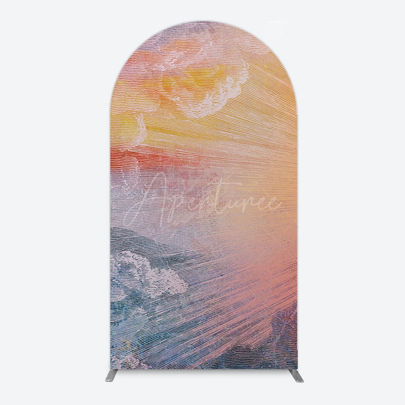 Aperturee - Aperturee Heavenly Sunrise Holy Halo Birthday Arch Backdrop