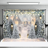 Aperturee - Aperturee Heavy Snow Mist Cabin Light Bokeh Christmas Backdrop