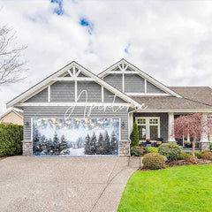 Aperturee - Aperturee Heavy Snowy Bokeh Light Trees Garage Door Banner